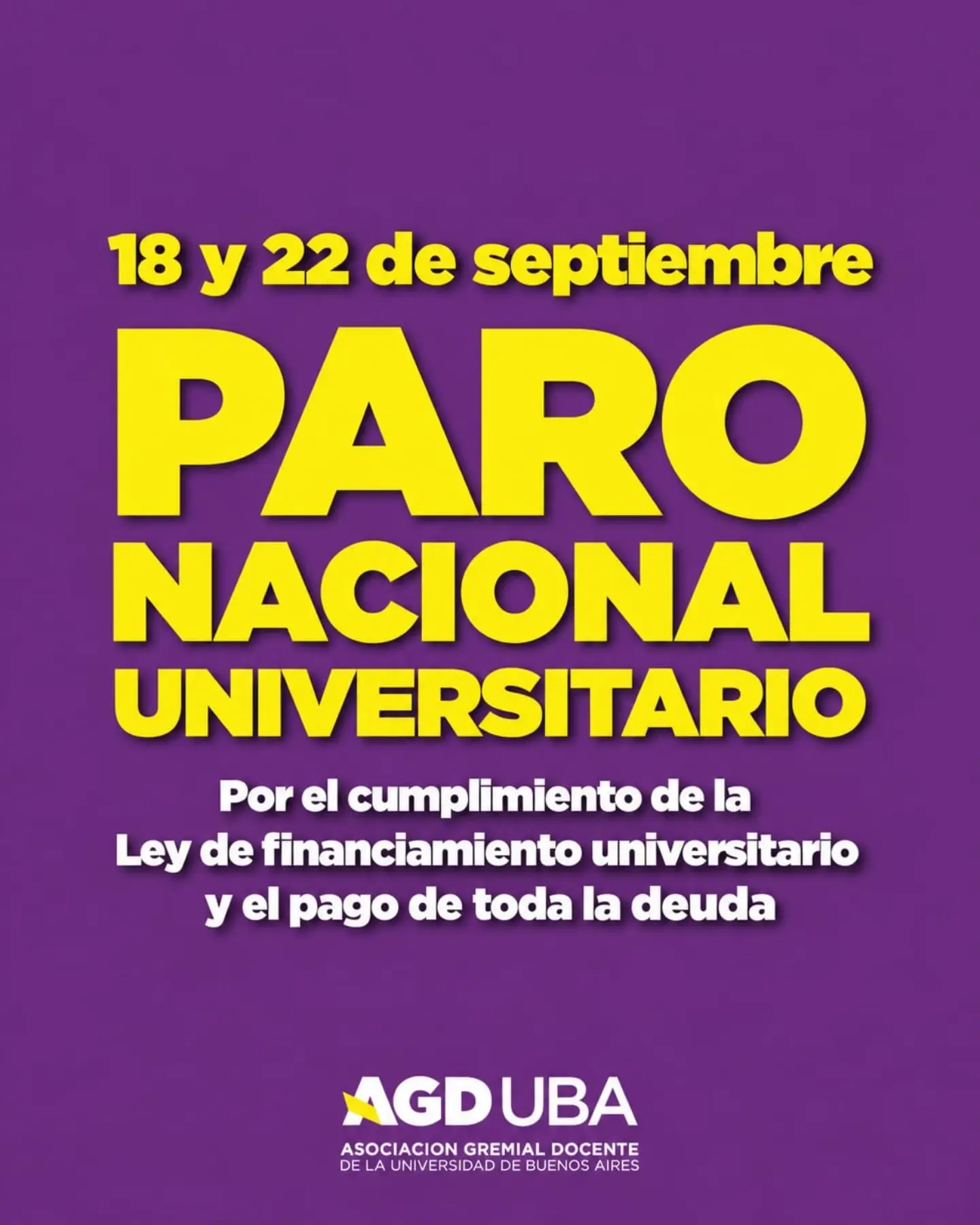 18 y 22 de septiembre: Paremos en las universidades nacionales