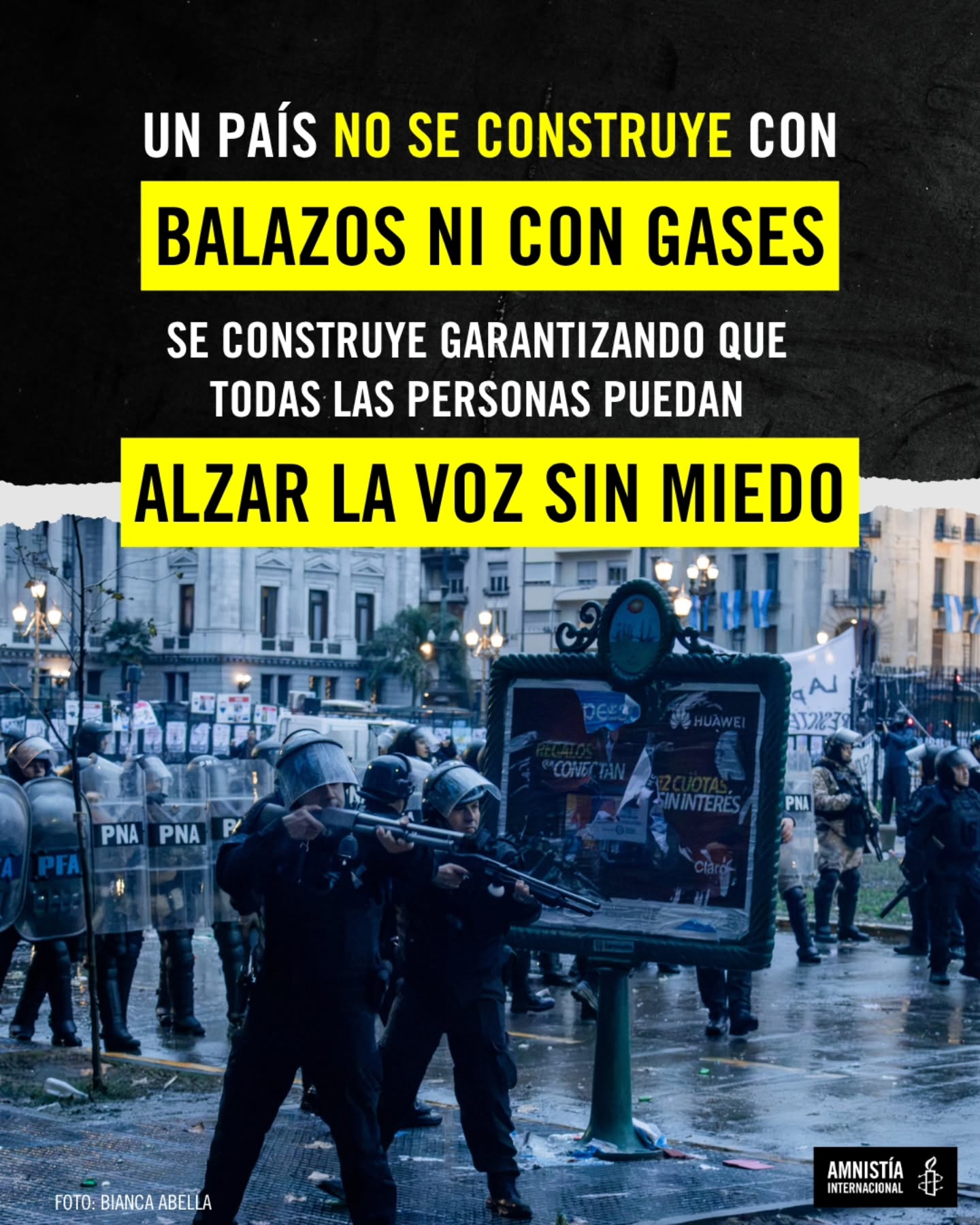 Amnistia Argentina: Un país no se construye con balazos ni gases